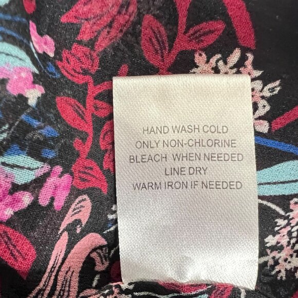 Daniel Rainn Womens Floral Print 3/4 Sleeve Blouse Size Extra Small Black & Burg - Picture 13 of 14